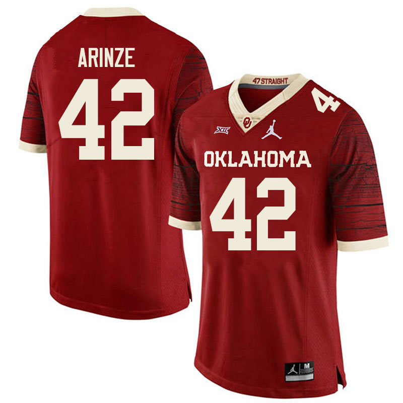 Youth #42 Noah Arinze Oklahoma Sooners College Football Jerseys Sale-Retro